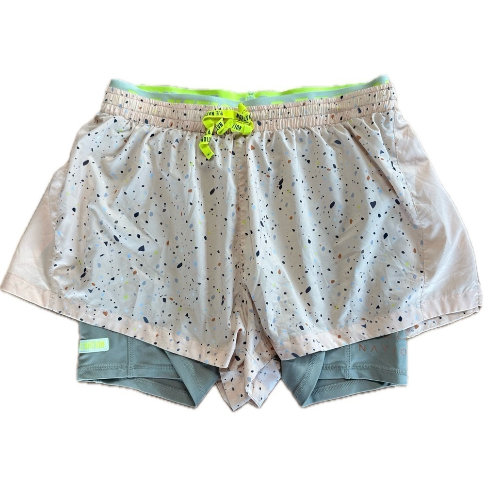 P.E Nation Speckled Athletic Shorts with Neon Trim - Picture 5 of 9